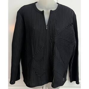 Laura Ashley Women's Woven Stripe w/Mesh Black Jacket Size M  NWOT